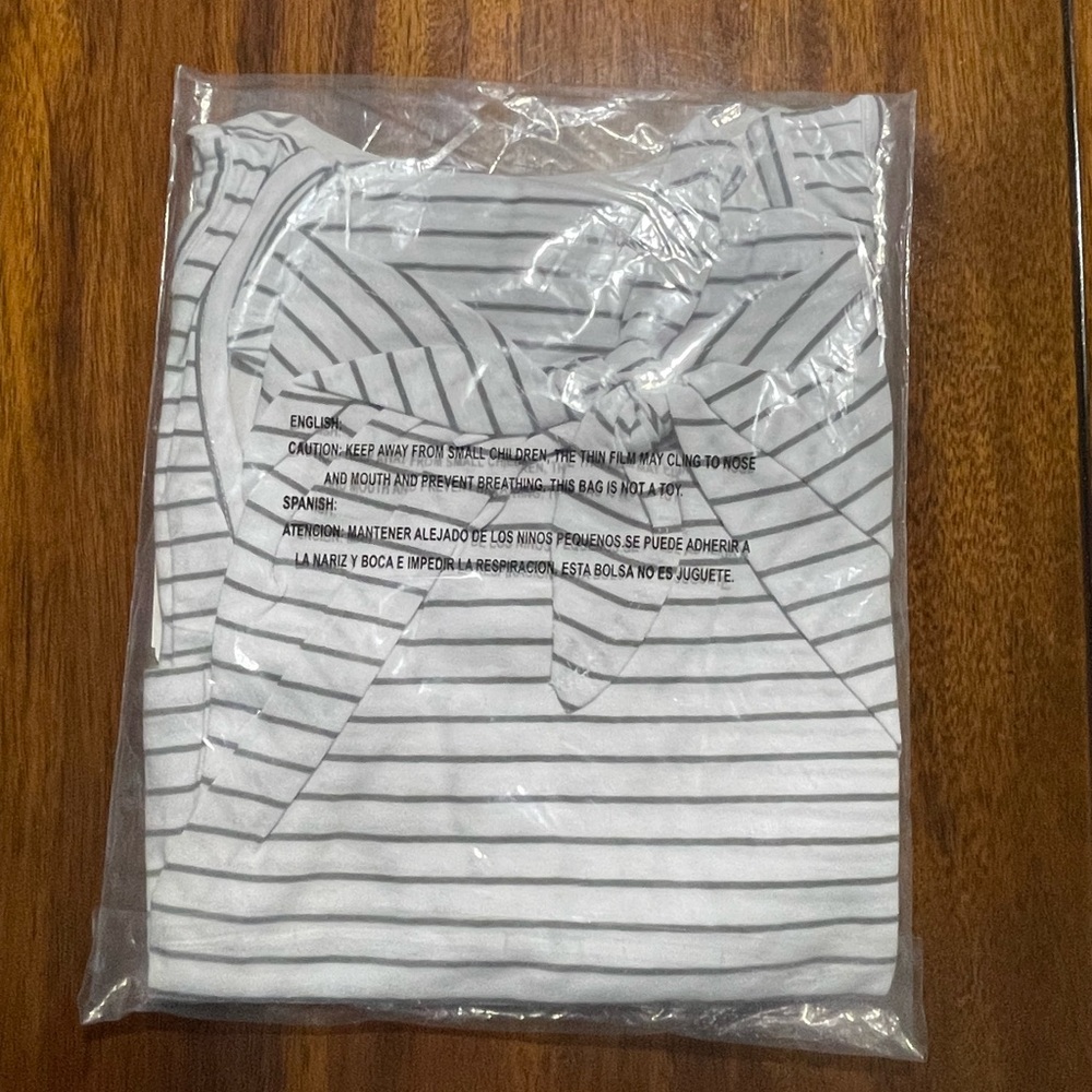 Rebellious One Juniors' Striped Tie-Hem Tank Top - White Grey Stripe, New - Picture 5 of 5